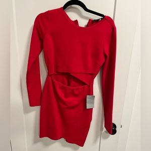 Lulus red cut out long sleeve dress